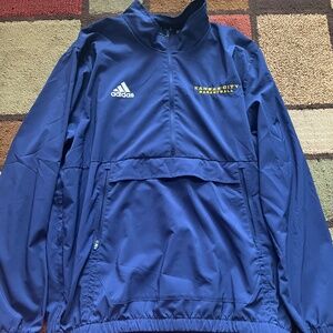 Adidas Navy Men's 1/4 Zip Size Large Pocket - Kansas City Basketball